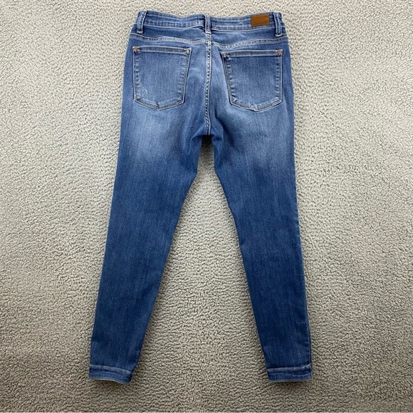 Judy Blue Medium Wash Distressed Skinny Jeans with Camo Print Patch Size 11/30 - Picture 5 of 15